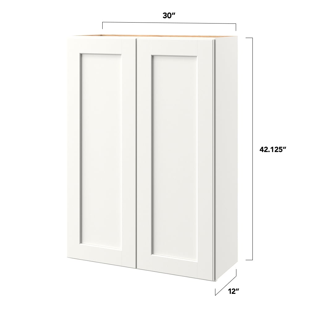 allen + roth Aveley 30-in W x 42.125-in H x 12-in D Linen Wall Fully Assembled Cabinet (Flat Panel Shaker Door Style)