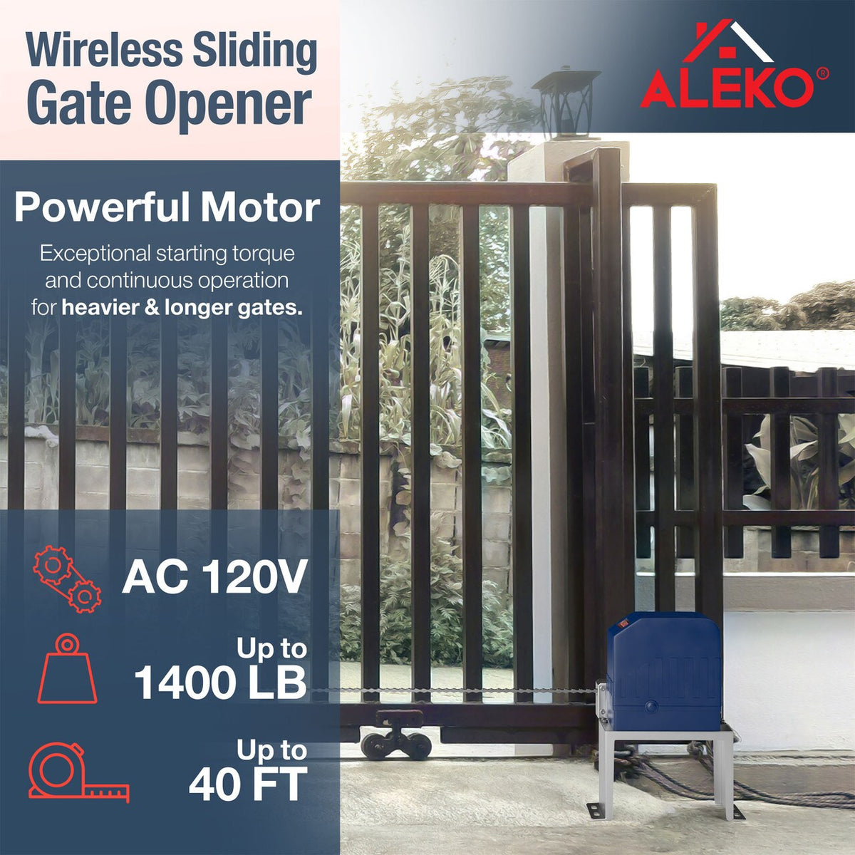 ALEKO 40-ft Slide Universal Battery Driveway Gate Opener Kit