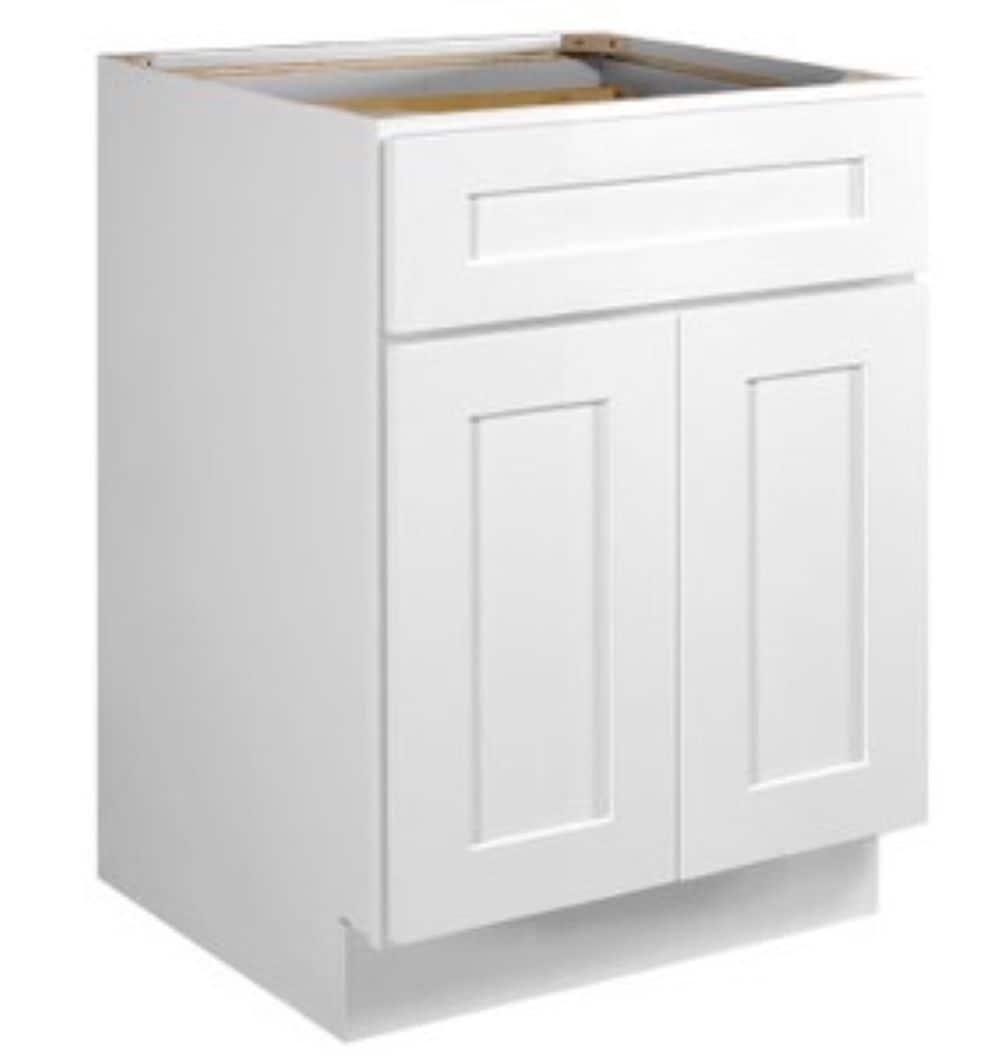 RELIABILT Parkstone 39-in W x 34.5-in H x 24-in D White 2-Drawers Base Fully Assembled Plywood Cabinet (Flat Panel Shaker Style)