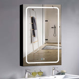 Forclover 20-in x 30-in Lighted LED Fog Free Surface Mount Black Mirrored Soft Close Medicine Cabinet