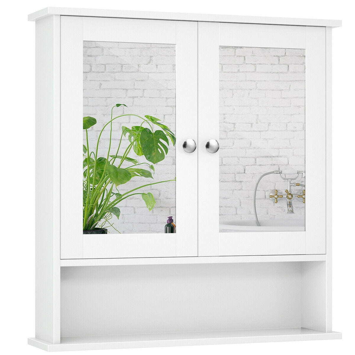 Forclover CH Medicine Cabinets 22-in x 23-in x 5-in White Bathroom Wall Cabinet