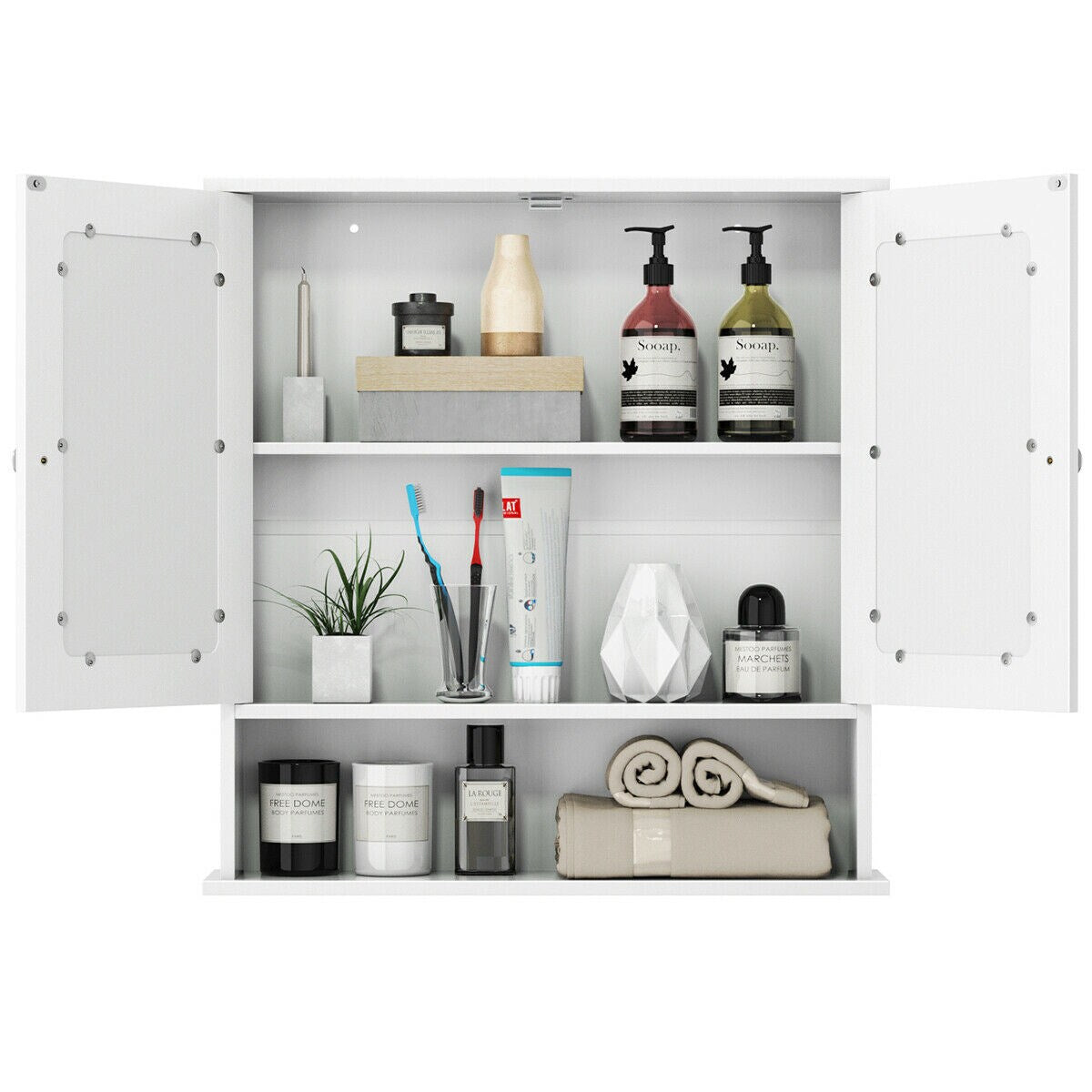 Forclover CH Medicine Cabinets 22-in x 23-in x 5-in White Bathroom Wall Cabinet