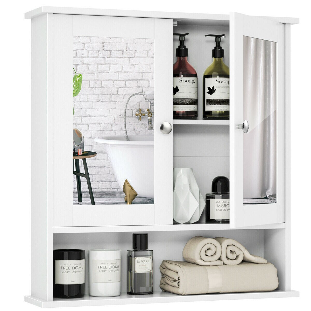 Forclover CH Medicine Cabinets 22-in x 23-in x 5-in White Bathroom Wall Cabinet