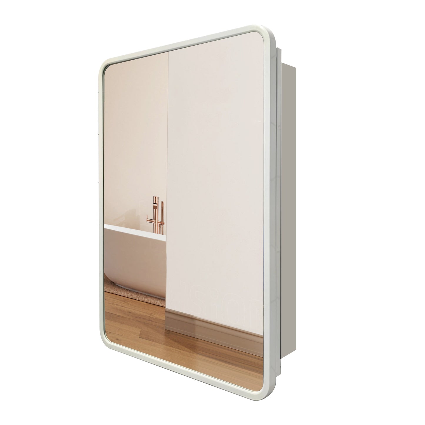 Forclover 24-in x 32-in Surface/Recessed Mount White Mirrored Soft Close Medicine Cabinet