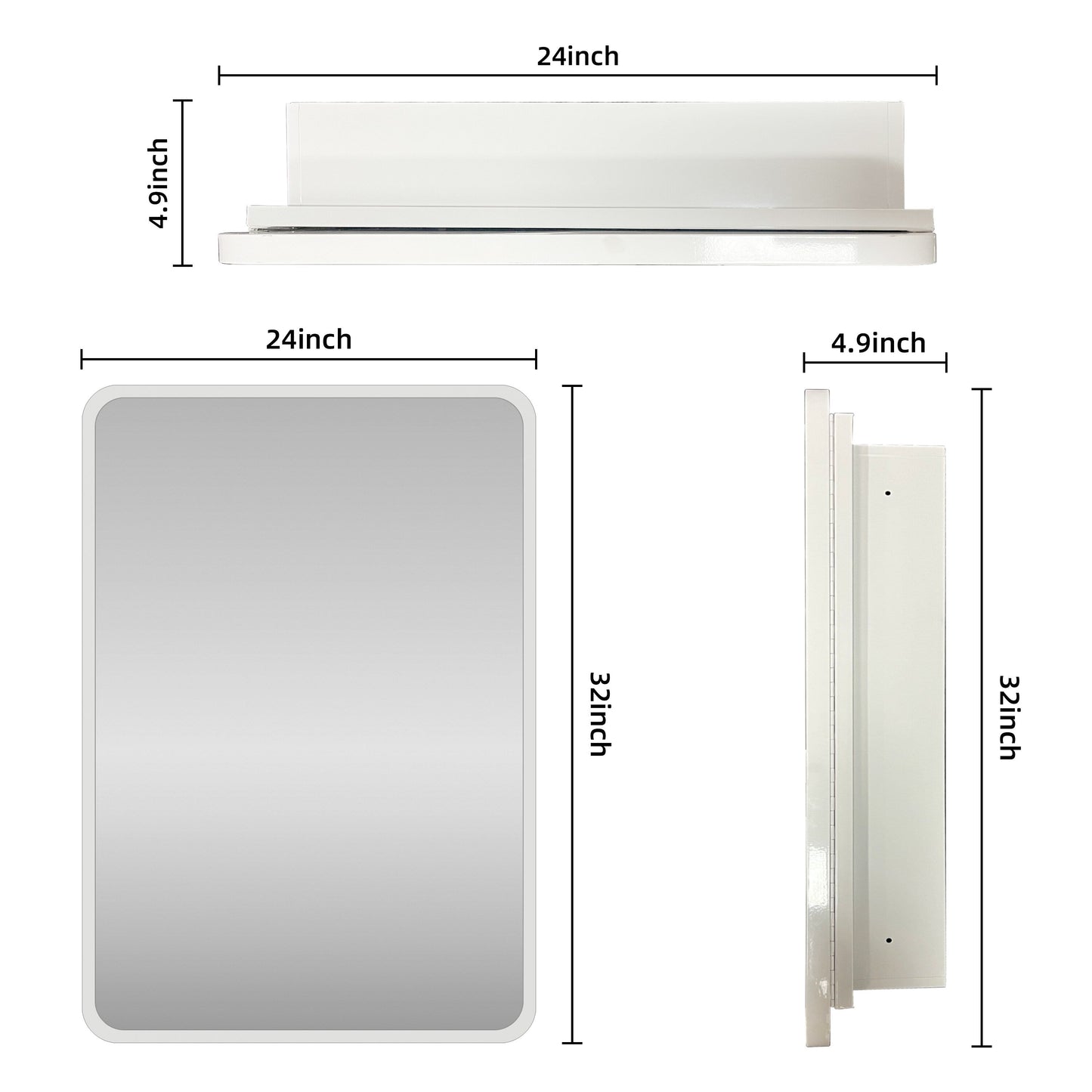 Forclover 24-in x 32-in Surface/Recessed Mount White Mirrored Soft Close Medicine Cabinet