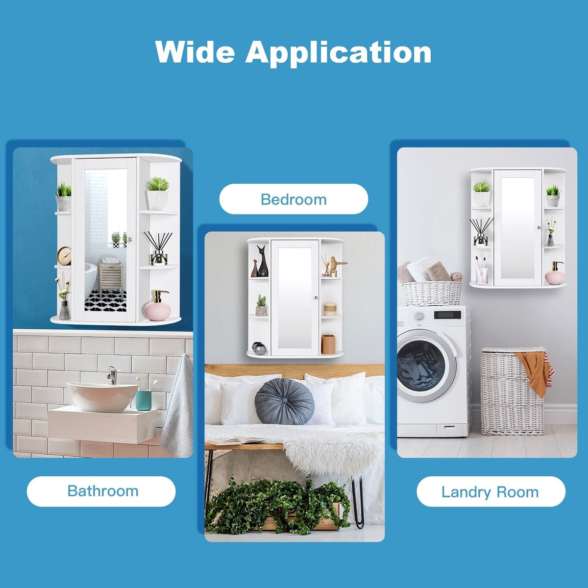 Forclover 23.5-in x 28-in Surface Mount White Mirrored Soft Close Medicine Cabinet