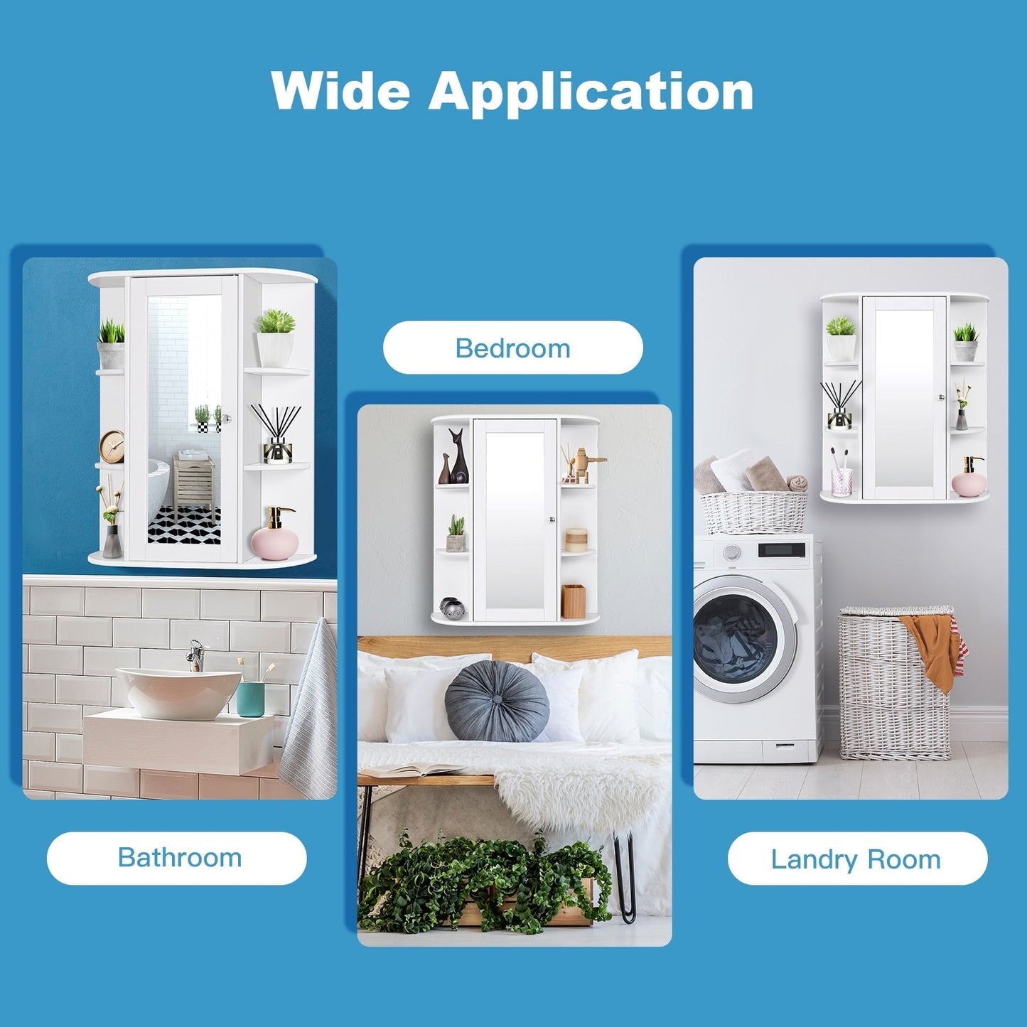 Forclover 23.5-in x 28-in Surface Mount White Mirrored Soft Close Medicine Cabinet