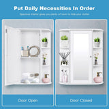 Forclover 23.5-in x 28-in Surface Mount White Mirrored Soft Close Medicine Cabinet