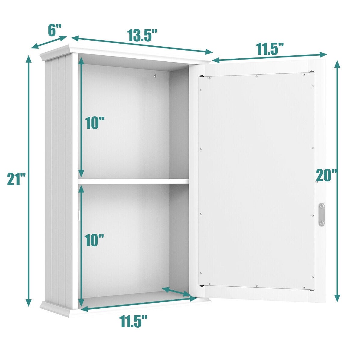 Forclover Bathroom Wall Cabinet with Single Mirror Door