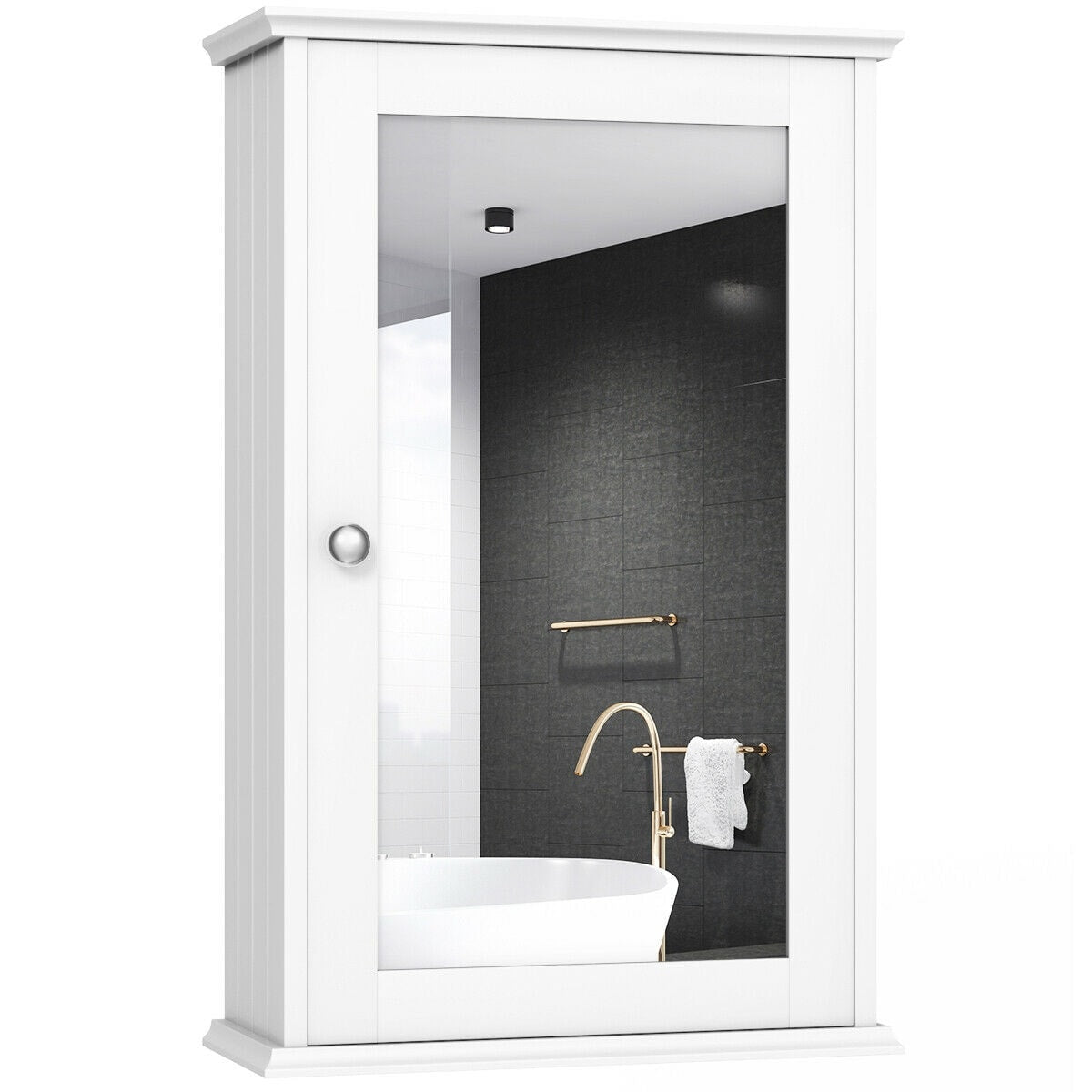 Forclover Bathroom Wall Cabinet with Single Mirror Door