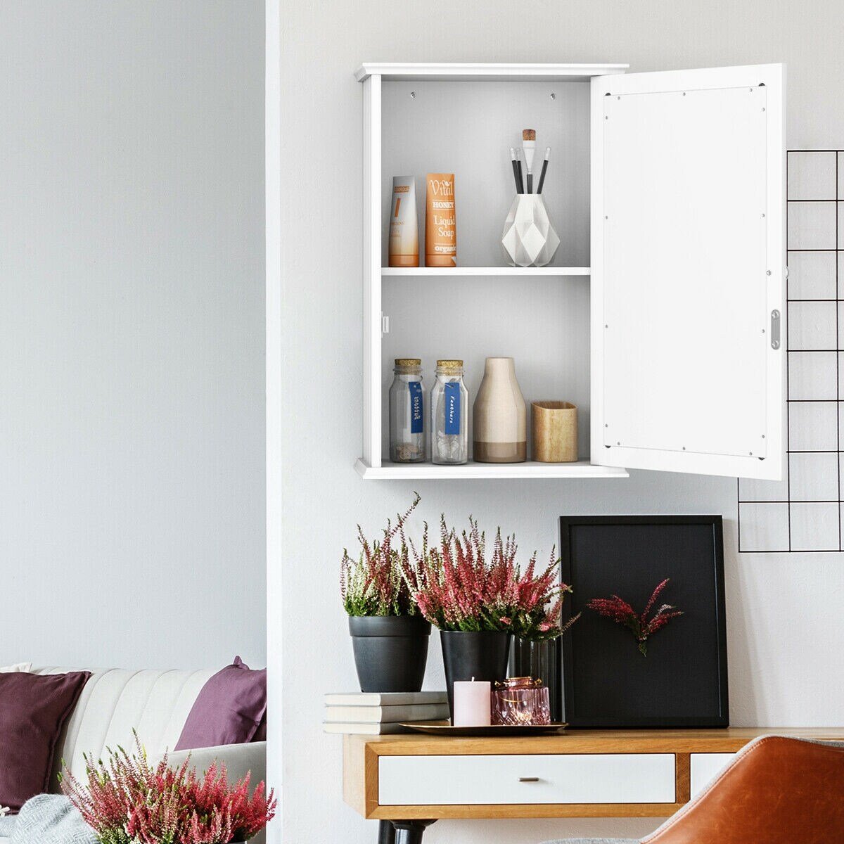 Forclover Bathroom Wall Cabinet with Single Mirror Door