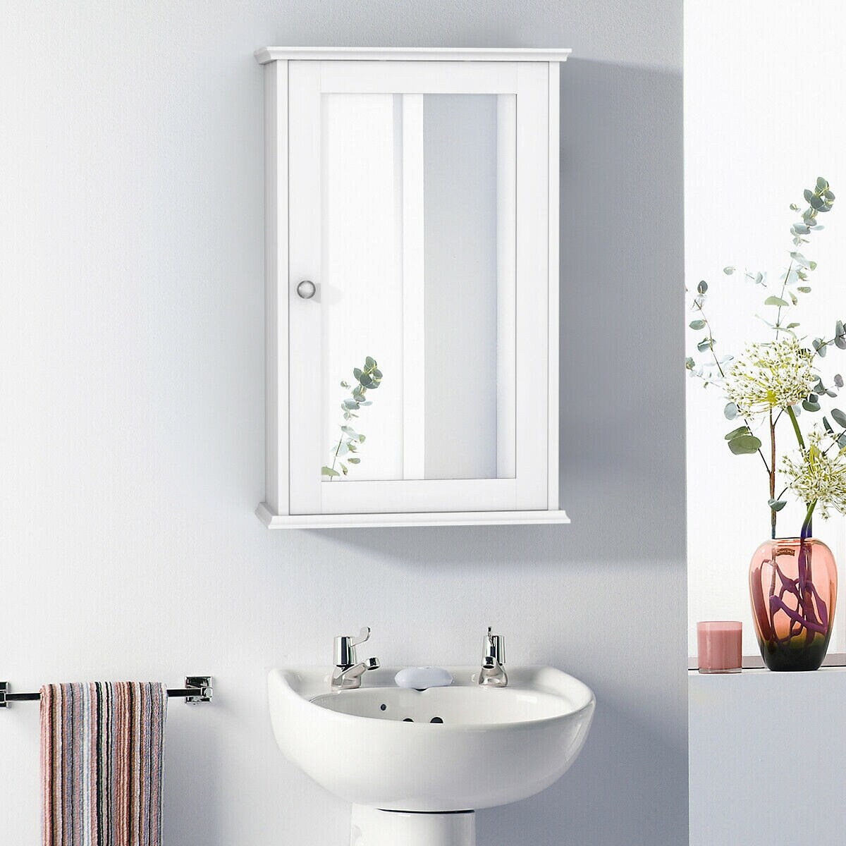 Forclover Bathroom Wall Cabinet with Single Mirror Door