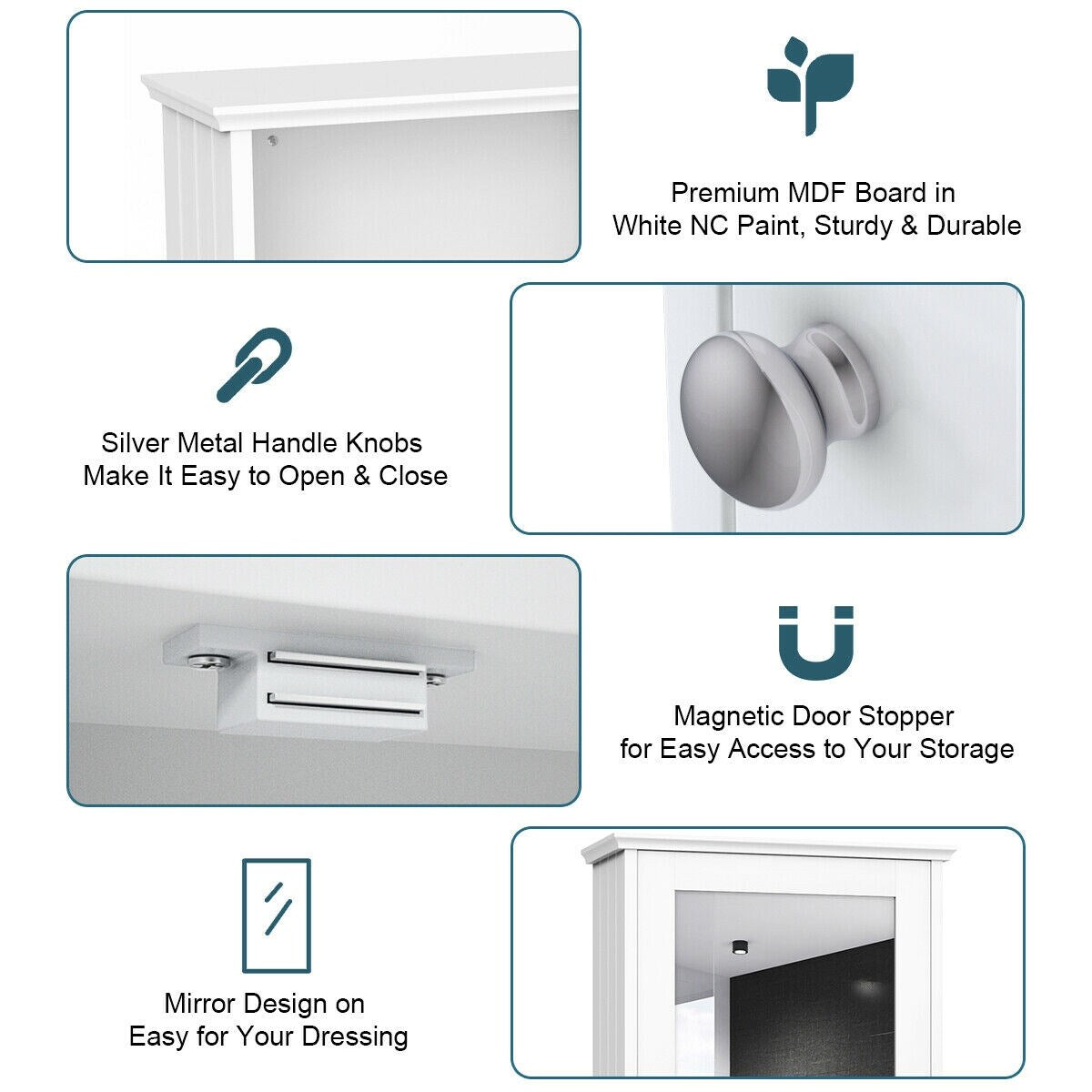 Forclover Bathroom Wall Cabinet with Single Mirror Door