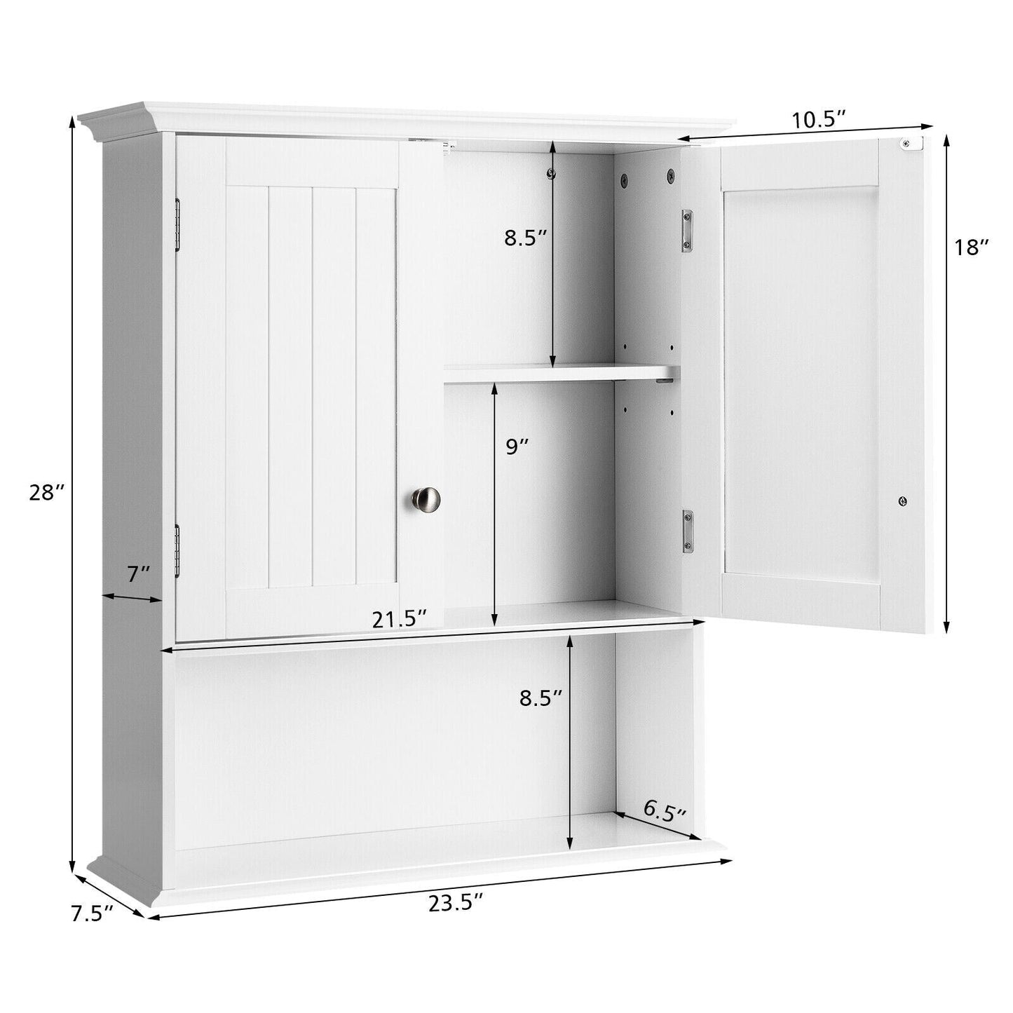 Forclover 23.5-in x 28-in x 7-in White Bathroom Wall Cabinet