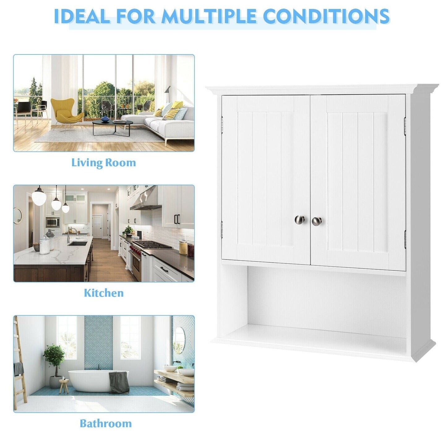 Forclover 23.5-in x 28-in x 7-in White Bathroom Wall Cabinet