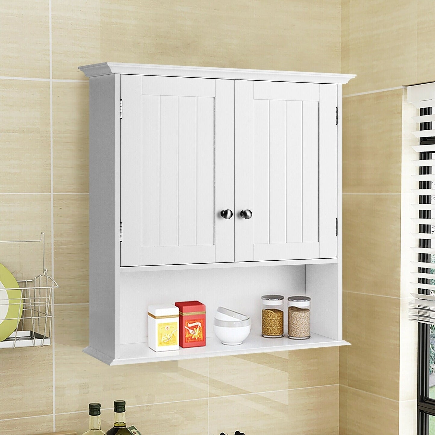 Forclover 23.5-in x 28-in x 7-in White Bathroom Wall Cabinet