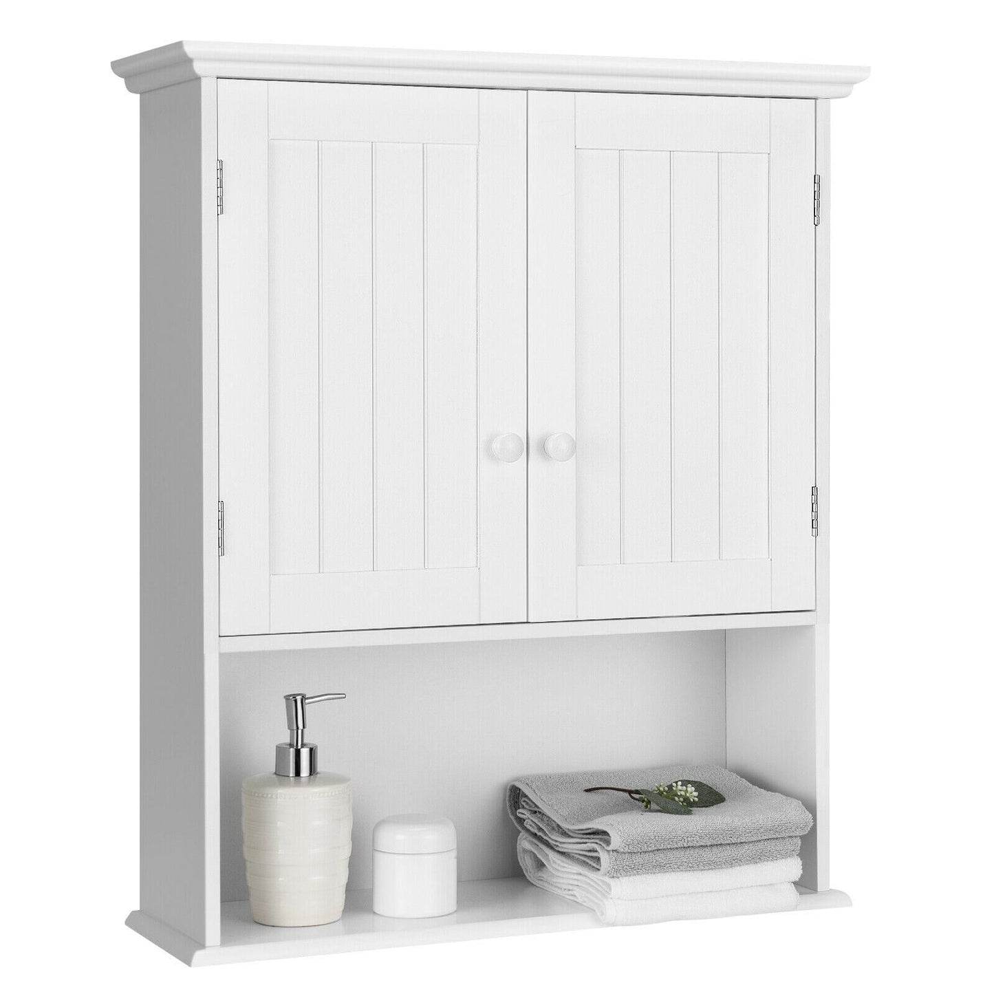 Forclover Bathroom Storage Cabinet 23.5-in x 28-in x 8-in White Bathroom Wall Cabinet