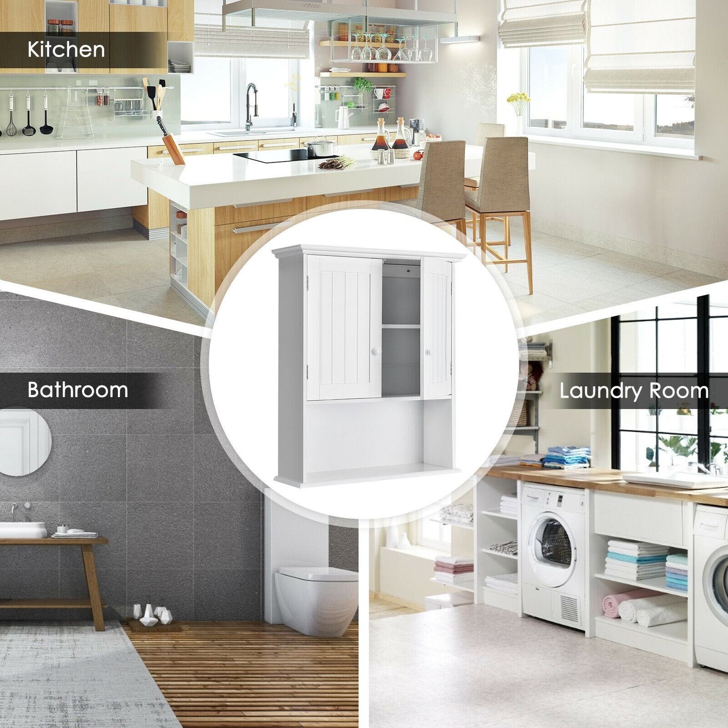Forclover Bathroom Storage Cabinet 23.5-in x 28-in x 8-in White Bathroom Wall Cabinet