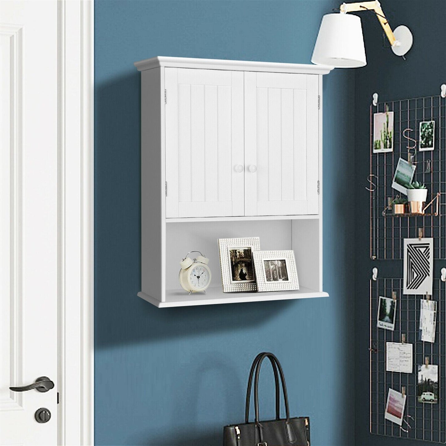 Forclover Bathroom Storage Cabinet 23.5-in x 28-in x 8-in White Bathroom Wall Cabinet
