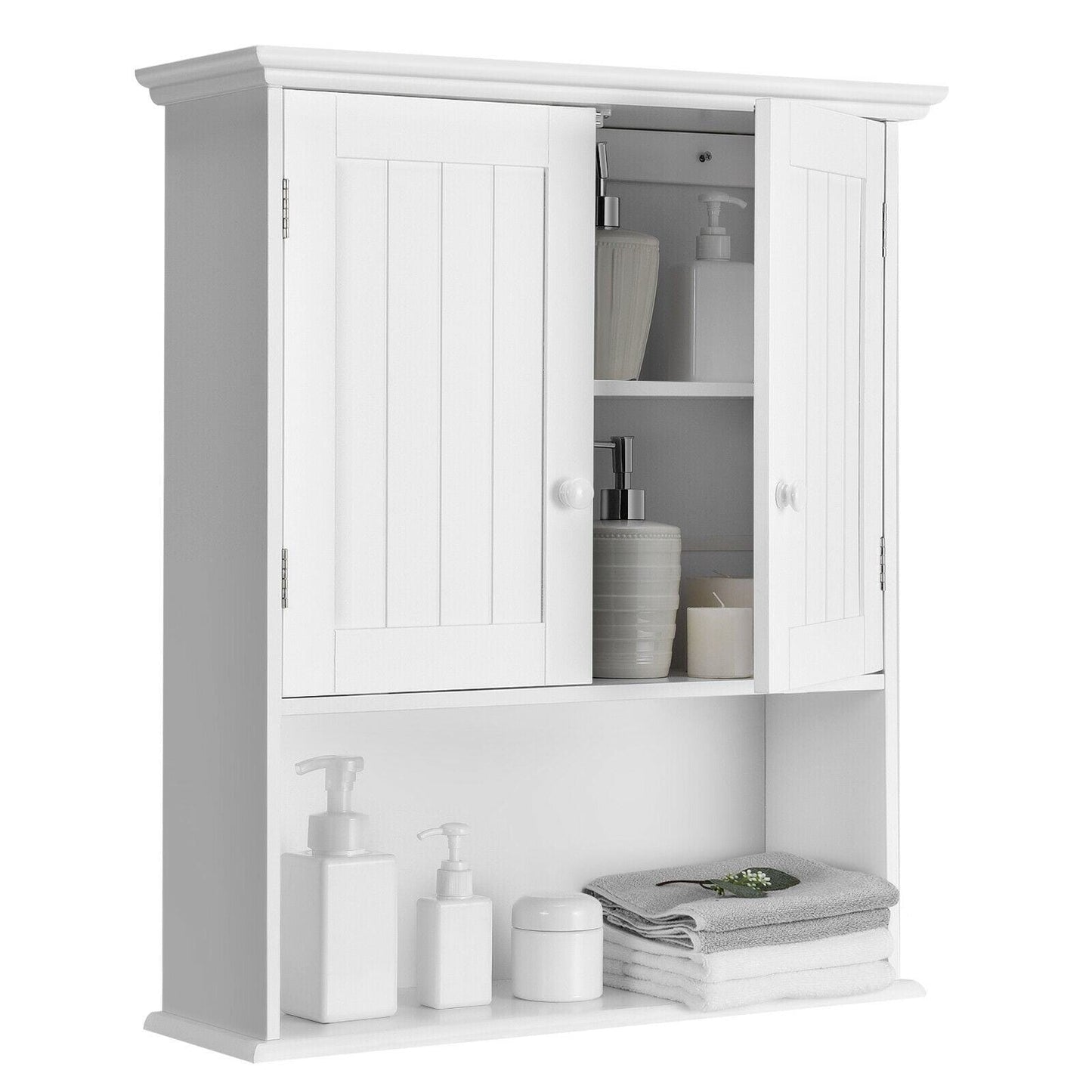 Forclover Bathroom Storage Cabinet 23.5-in x 28-in x 8-in White Bathroom Wall Cabinet