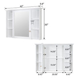 Forclover 42-in x 30-in Surface Mount White Mirrored Soft Close Medicine Cabinet