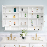 Forclover 55-in x 35-in Surface Mount White Mirrored Soft Close Medicine Cabinet