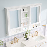 Forclover 55-in x 35-in Surface Mount White Mirrored Soft Close Medicine Cabinet