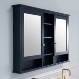 Forclover 55-in x 35-in Surface Mount Navy Mirrored Soft Close Medicine Cabinet