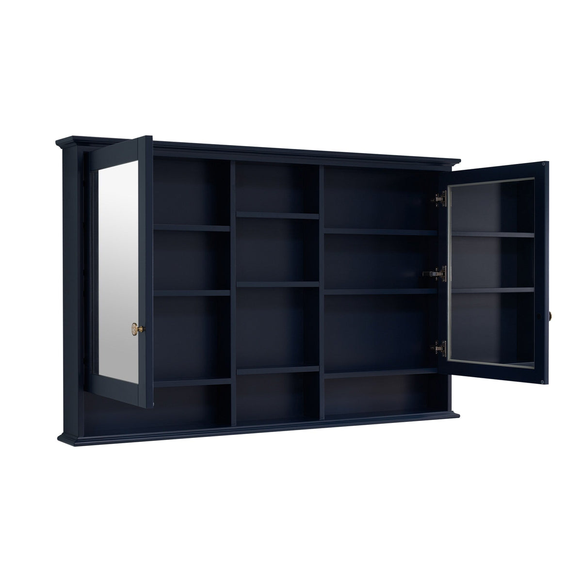Forclover 55-in x 35-in Surface Mount Navy Mirrored Soft Close Medicine Cabinet