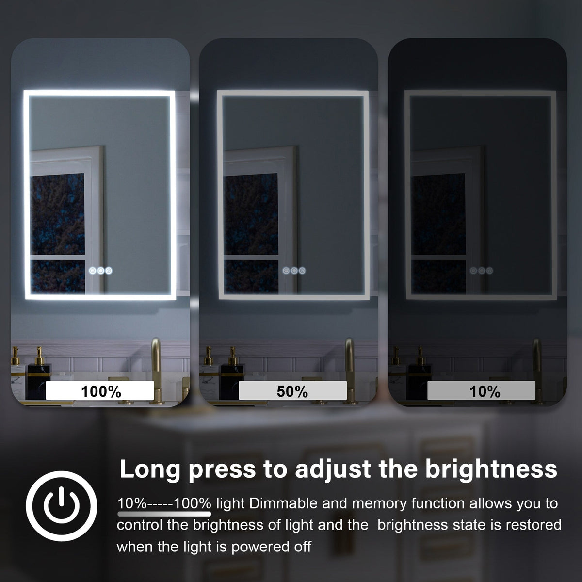 Forclover 36-in x 28-in Lighted LED Fog Free Surface Mount White Mirrored Soft Close Medicine Cabinet with Outlet