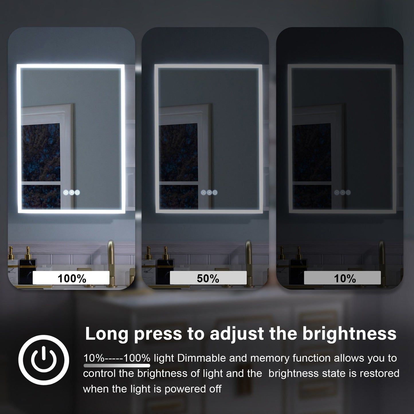 Forclover 36-in x 28-in Lighted LED Fog Free Surface Mount White Mirrored Soft Close Medicine Cabinet with Outlet