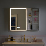 Forclover 36-in x 28-in Lighted LED Fog Free Surface Mount White Mirrored Soft Close Medicine Cabinet with Outlet