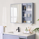 Forclover 36-in x 28-in Lighted LED Fog Free Surface Mount Lavender Mirrored Soft Close Medicine Cabinet with Outlet