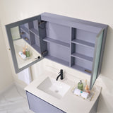Forclover 36-in x 28-in Lighted LED Fog Free Surface Mount Lavender Mirrored Soft Close Medicine Cabinet with Outlet