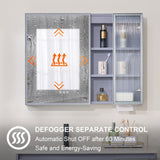 Forclover 36-in x 28-in Lighted LED Fog Free Surface Mount Lavender Mirrored Soft Close Medicine Cabinet with Outlet