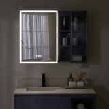Forclover 36-in x 28-in Lighted LED Fog Free Surface Mount Lavender Mirrored Soft Close Medicine Cabinet with Outlet