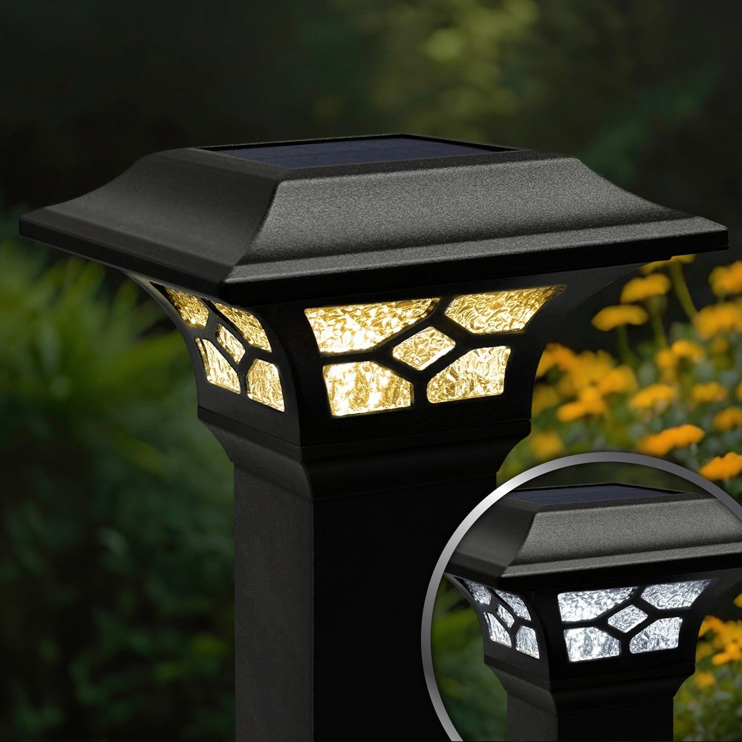 Classy Caps 3-in x 3-in 20-Lumen 1-Watt Black Solar LED Outdoor Post Cap Light (4500 K)