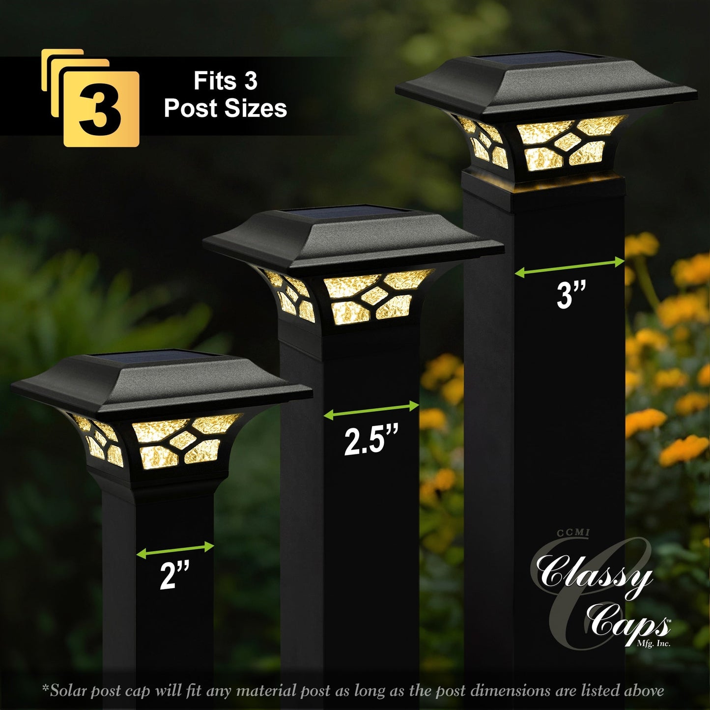 Classy Caps 3-in x 3-in 20-Lumen 1-Watt White Solar LED Outdoor Post Cap Light (4500 K)