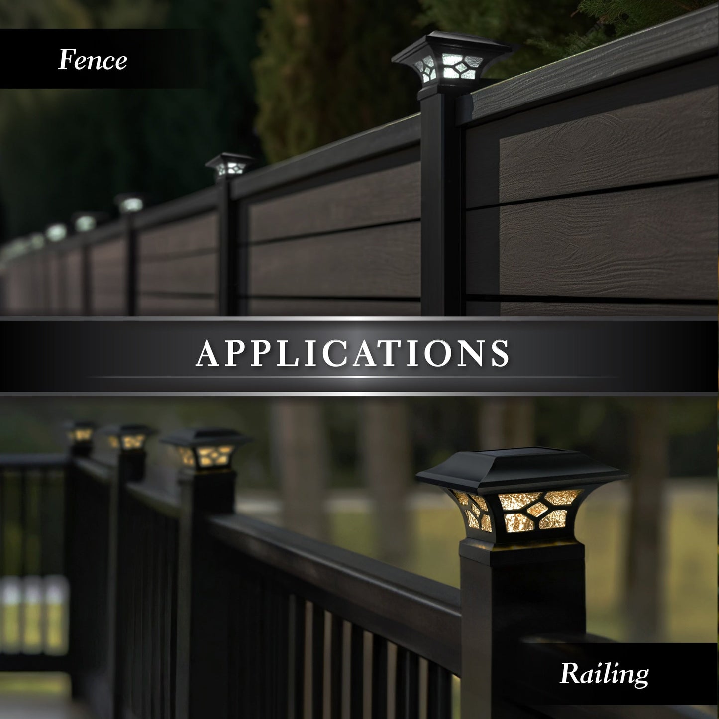 Classy Caps 3-in x 3-in 20-Lumen 1-Watt Black Solar LED Outdoor Post Cap Light (4500 K)