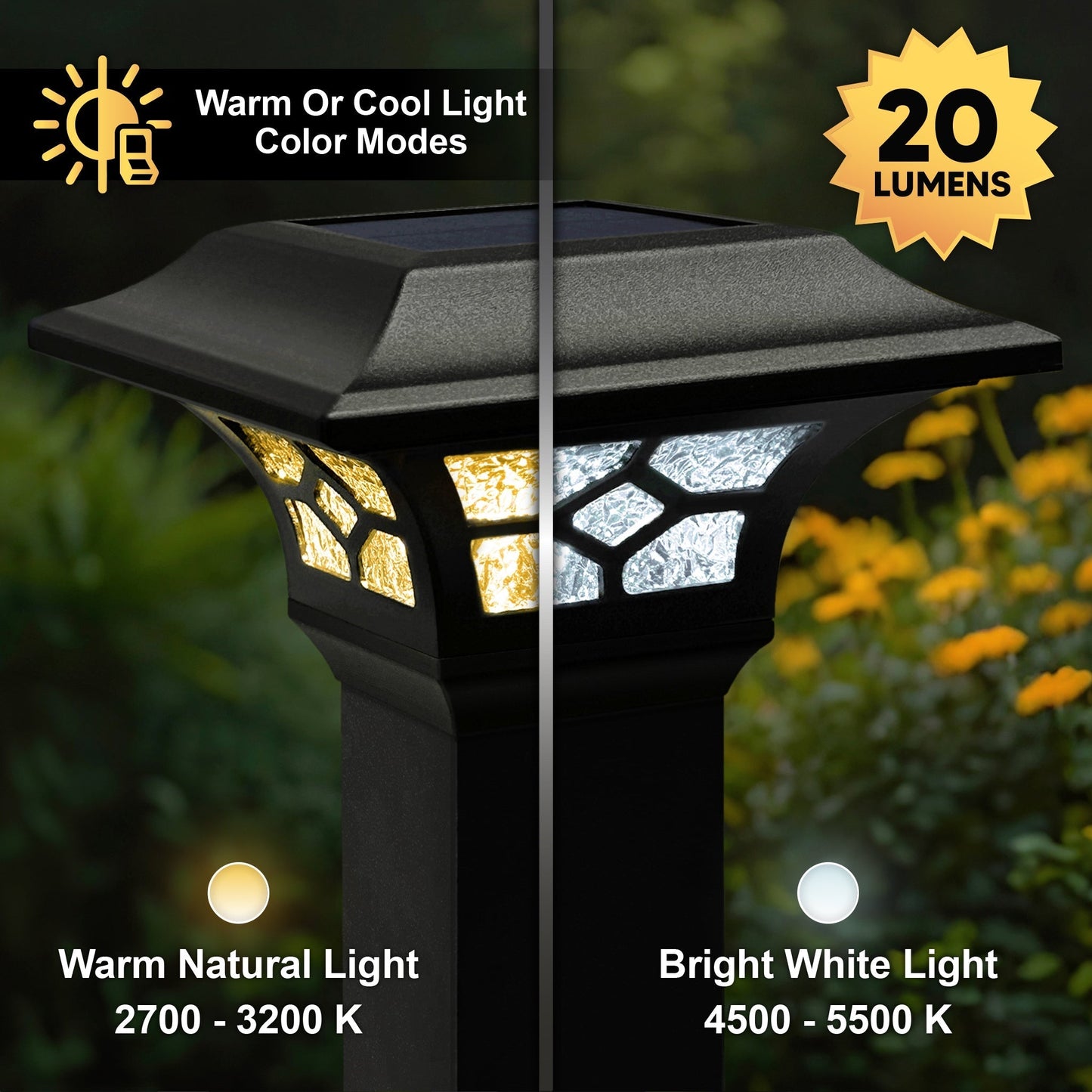 Classy Caps 3-in x 3-in 20-Lumen 1-Watt Black Solar LED Outdoor Post Cap Light (4500 K)