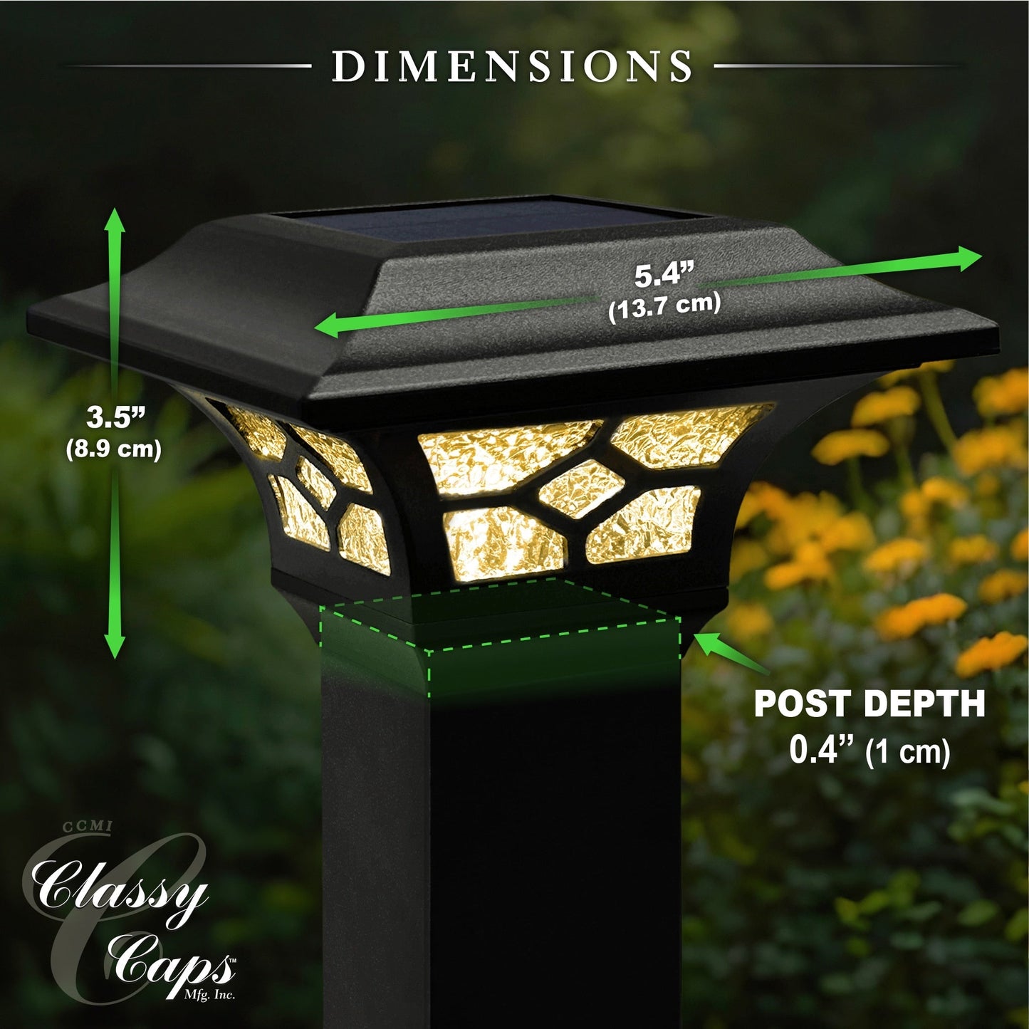Classy Caps 3-in x 3-in 20-Lumen 1-Watt Black Solar LED Outdoor Post Cap Light (4500 K)