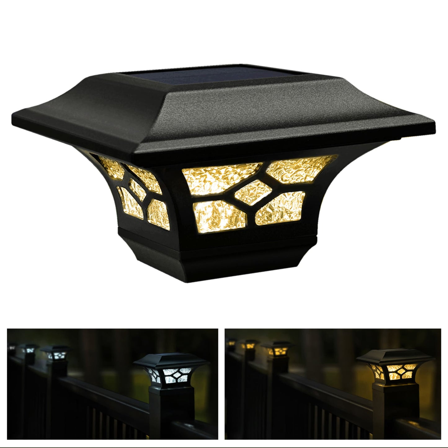 Classy Caps 3-in x 3-in 20-Lumen 1-Watt Black Solar LED Outdoor Post Cap Light (4500 K)