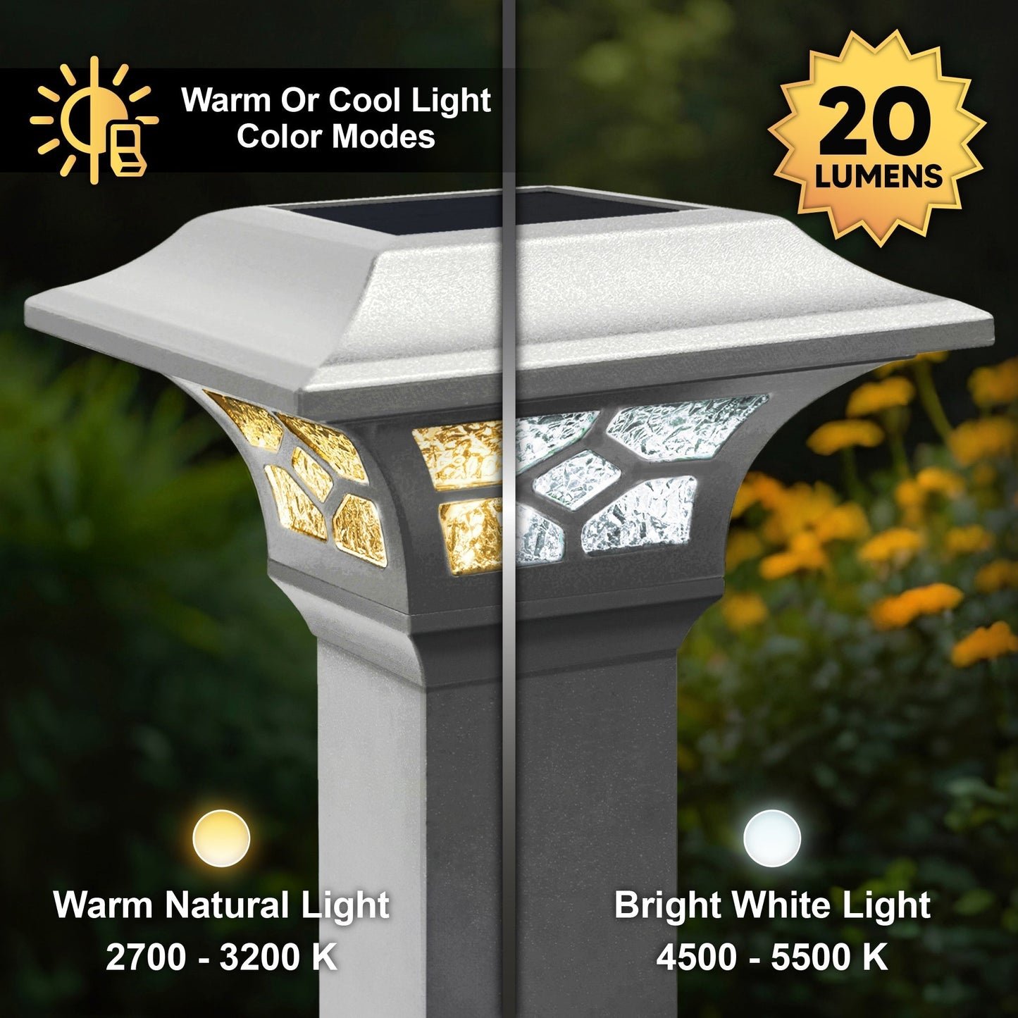 Classy Caps 3-in x 3-in 20-Lumen 1-Watt White Solar LED Outdoor Post Cap Light (4500 K)