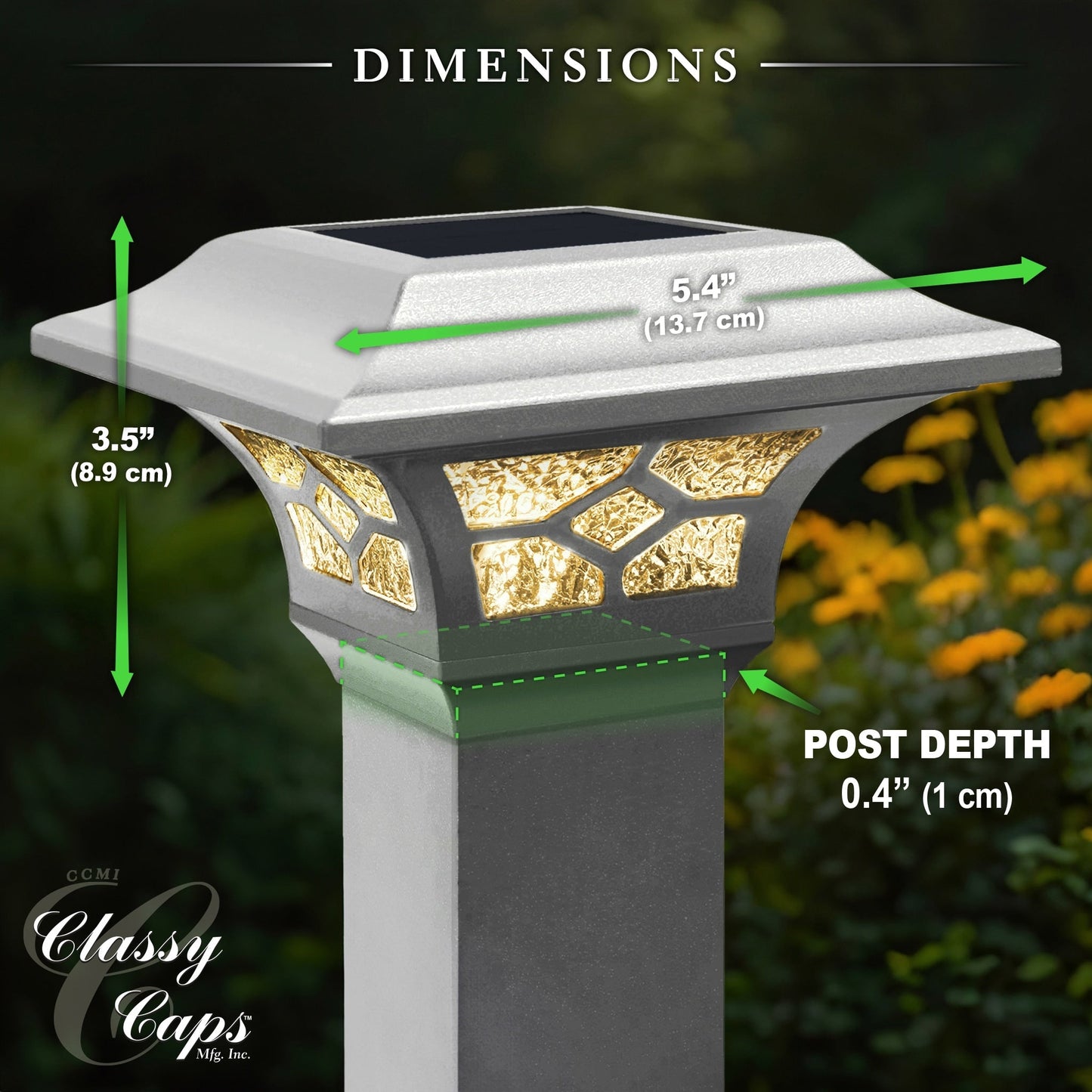Classy Caps 3-in x 3-in 20-Lumen 1-Watt White Solar LED Outdoor Post Cap Light (4500 K)
