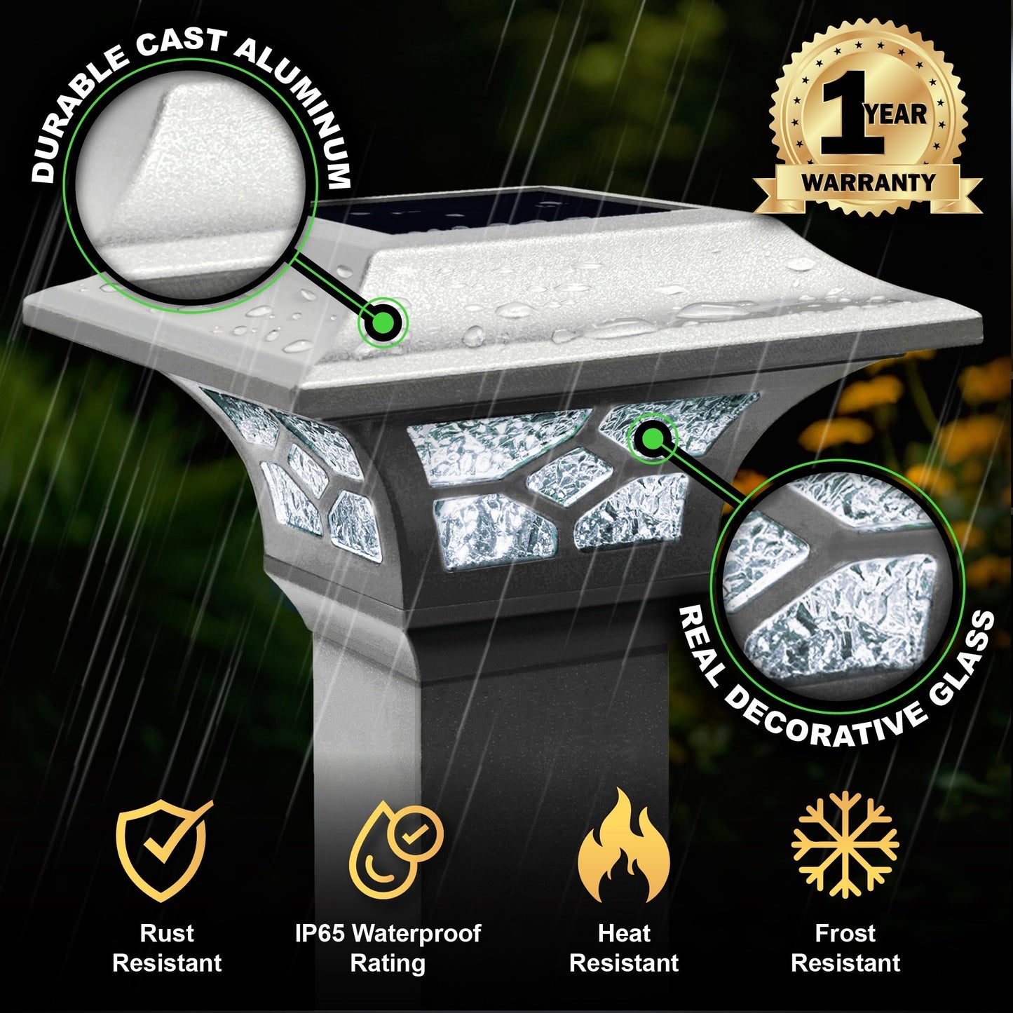 Classy Caps 3-in x 3-in 20-Lumen 1-Watt White Solar LED Outdoor Post Cap Light (4500 K)
