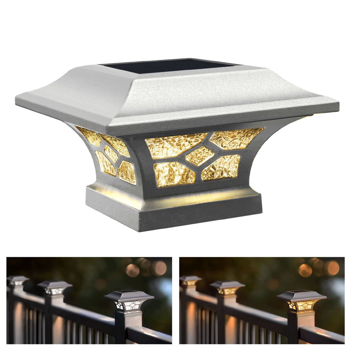 Classy Caps 3-in x 3-in 20-Lumen 1-Watt White Solar LED Outdoor Post Cap Light (4500 K)