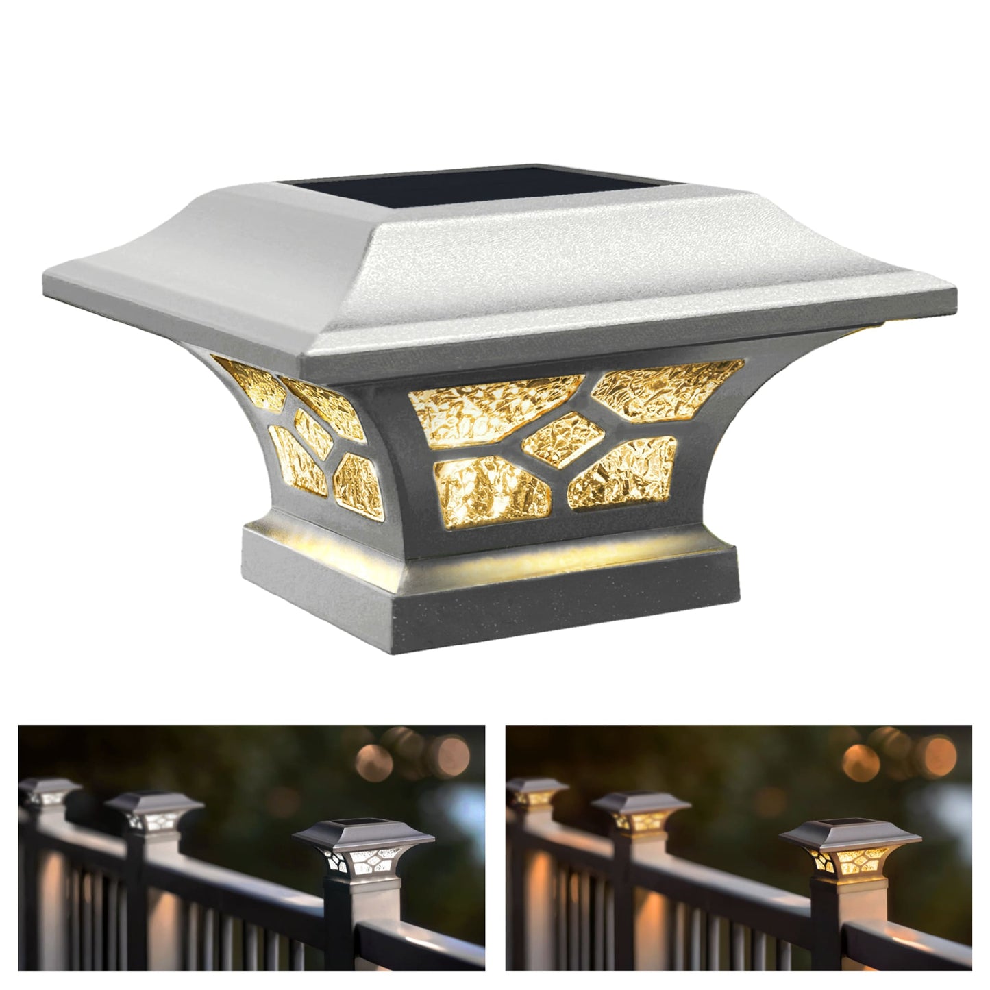 Classy Caps 3-in x 3-in 20-Lumen 1-Watt White Solar LED Outdoor Post Cap Light (4500 K)