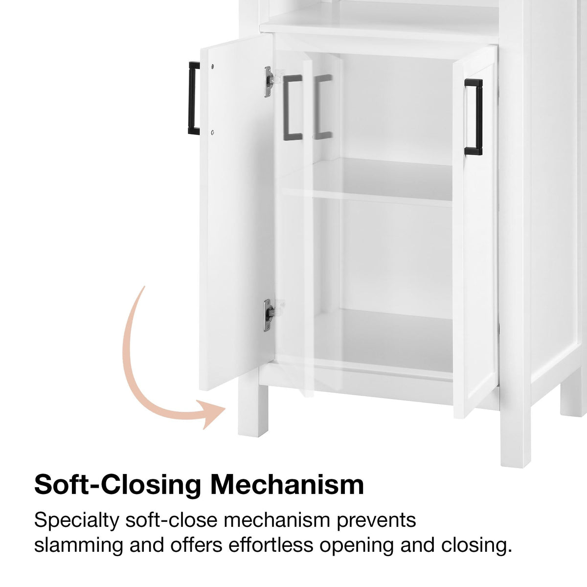allen + roth Lenoir 24-in x 60-in x 16-in Swan White Freestanding Soft Close Linen Cabinet