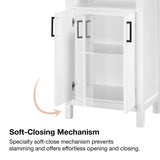 allen + roth Lenoir 24-in x 60-in x 16-in Swan White Freestanding Soft Close Linen Cabinet