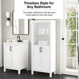 allen + roth Lenoir 24-in x 60-in x 16-in Swan White Freestanding Soft Close Linen Cabinet
